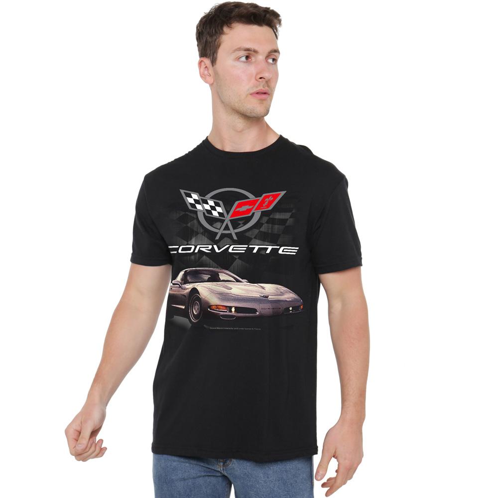 Black - Back - Chevrolet Unisex Adult Checkered Past T-Shirt