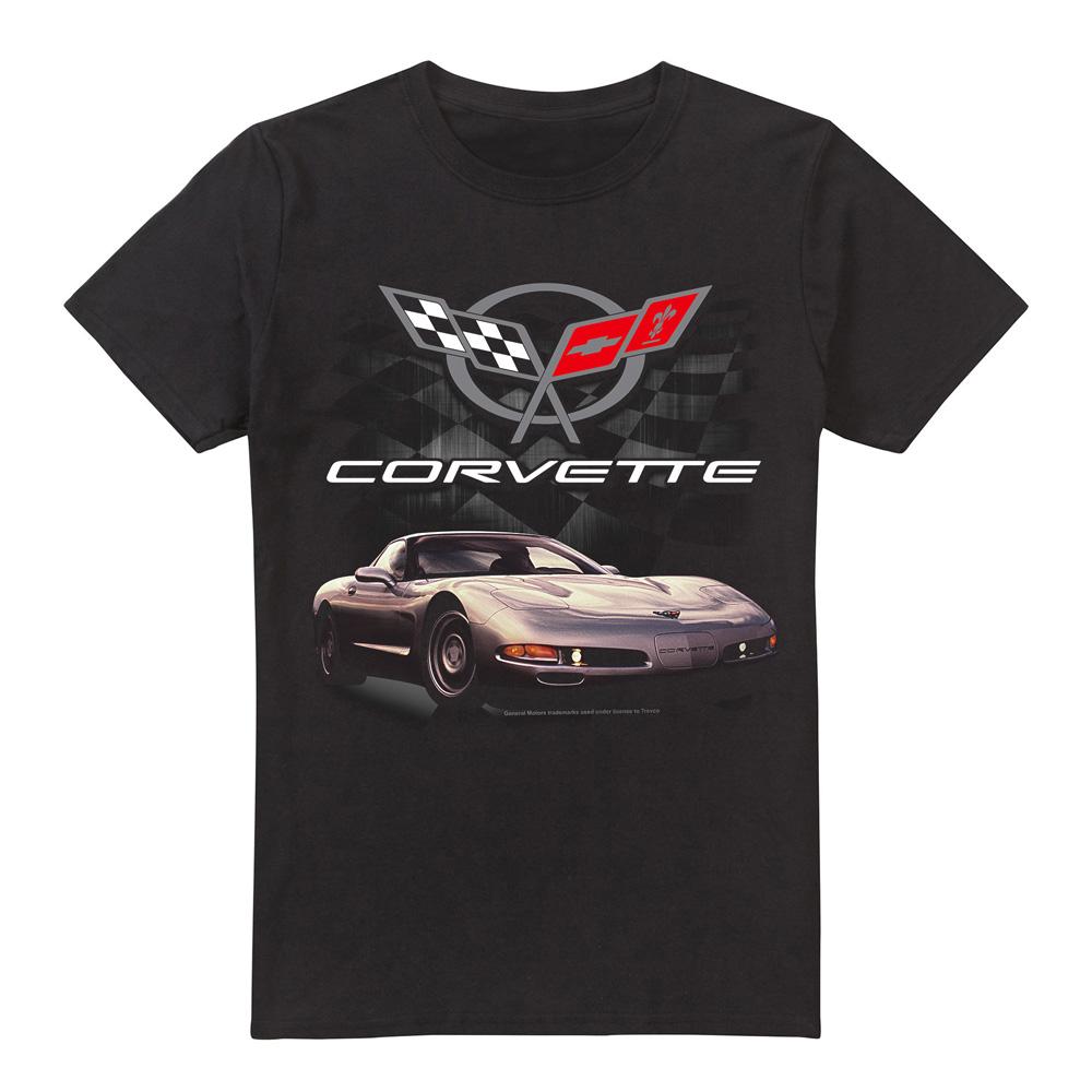 Black - Front - Chevrolet Unisex Adult Checkered Past T-Shirt