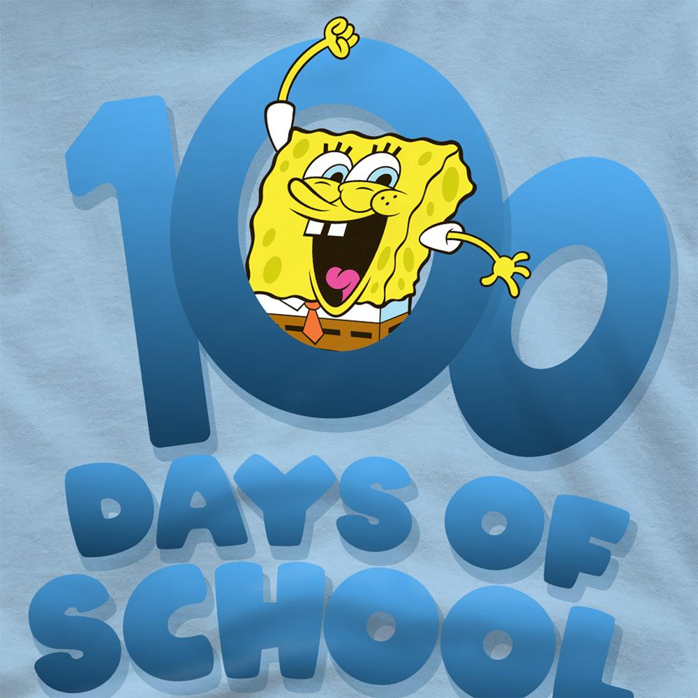 Light Blue - Side - SpongeBob SquarePants Unisex Adult 100 Days School T-Shirt