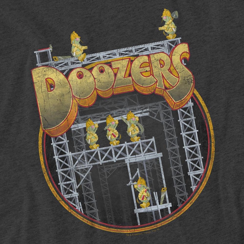 Charcoal - Side - Fraggle Rock Unisex Adult Rock Doozers Construction Heather T-Shirt