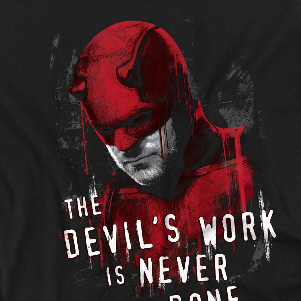 Black - Back - Daredevil Unisex Adult Born Again The Devil´s Work Is Never Done T-Shirt