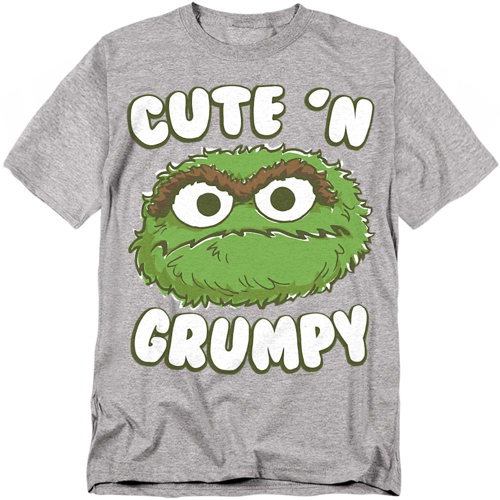 Athletic Heather - Front - Sesame Street Unisex Adult Cute N Grumpy Heather T-Shirt