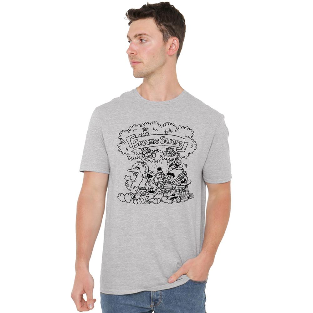 Athletic Heather - Back - Sesame Street Unisex Adult Simple Street Group Shot Heather T-Shirt