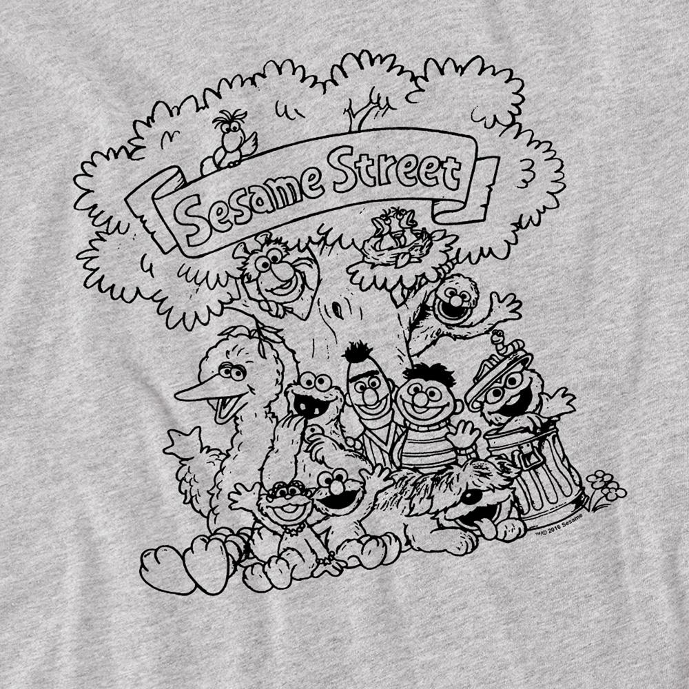 Athletic Heather - Side - Sesame Street Unisex Adult Simple Street Group Shot Heather T-Shirt