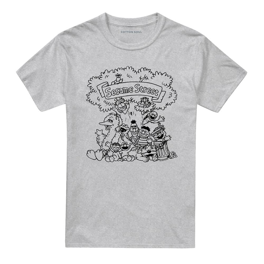 Athletic Heather - Front - Sesame Street Unisex Adult Simple Street Group Shot Heather T-Shirt