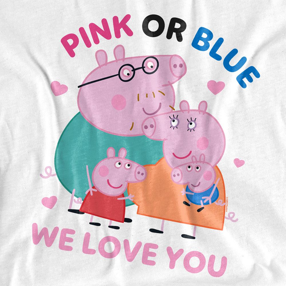 White - Back - Peppa Pig Womens-Ladies Pink Or Blue We Love You Family T-Shirt