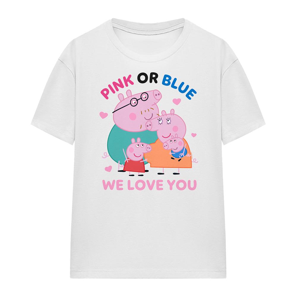 White - Lifestyle - Peppa Pig Womens-Ladies Pink Or Blue We Love You Family T-Shirt