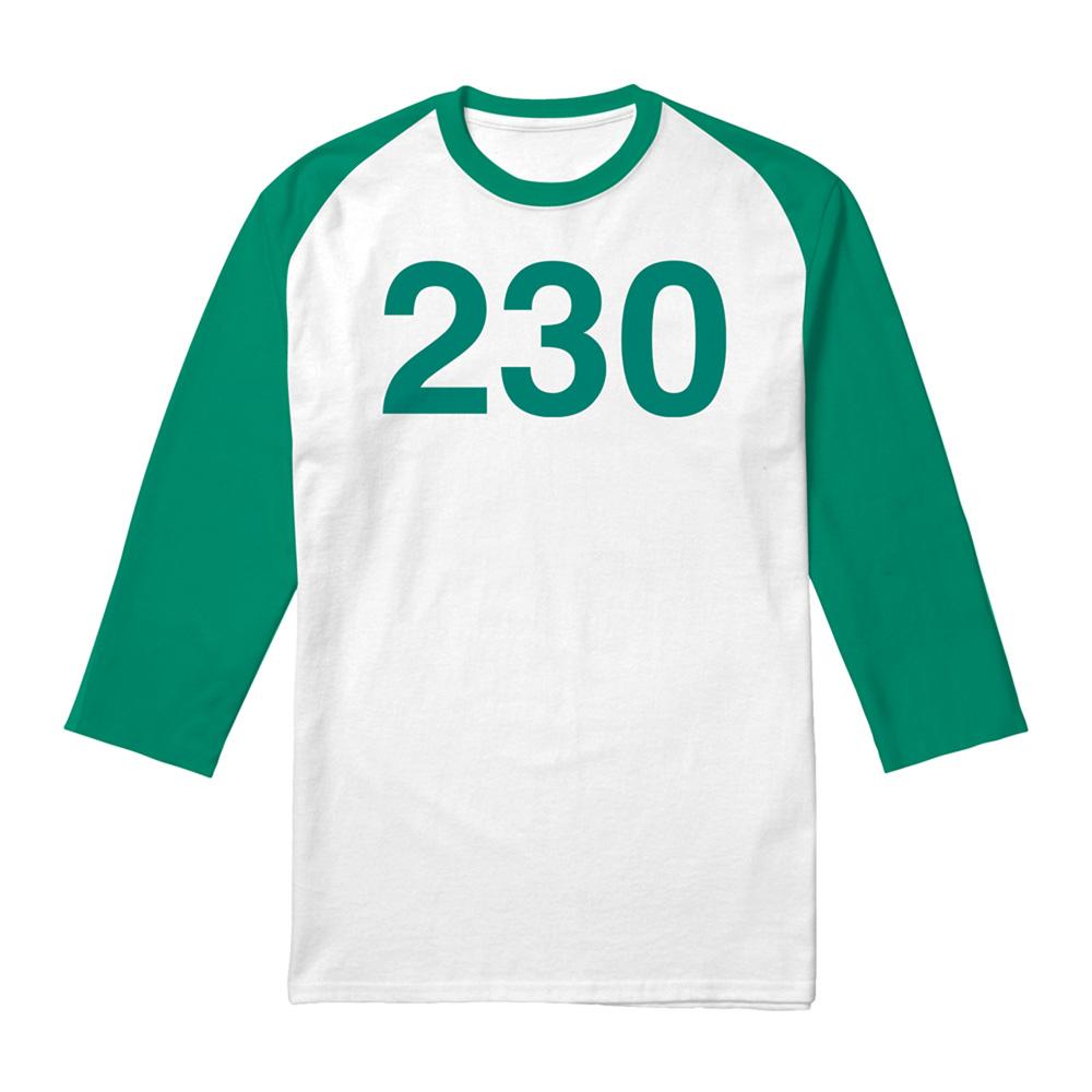 White-Green - Front - Squid Game Unisex Adult Season Two 230 3-4 Sleeve Baseball T-Shirt