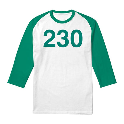 White-Green - Front - Squid Game Unisex Adult Season Two 230 3-4 Sleeve Baseball T-Shirt