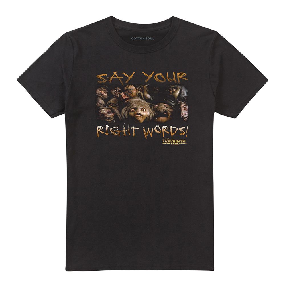 Black - Front - Labyrinth Unisex Adult Say Your Right Words T-Shirt