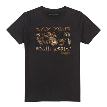 Black - Front - Labyrinth Unisex Adult Say Your Right Words T-Shirt