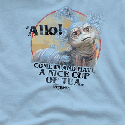 Light Blue - Side - Labyrinth Unisex Adult Come In & Have A Nice Cup Of Tea T-Shirt