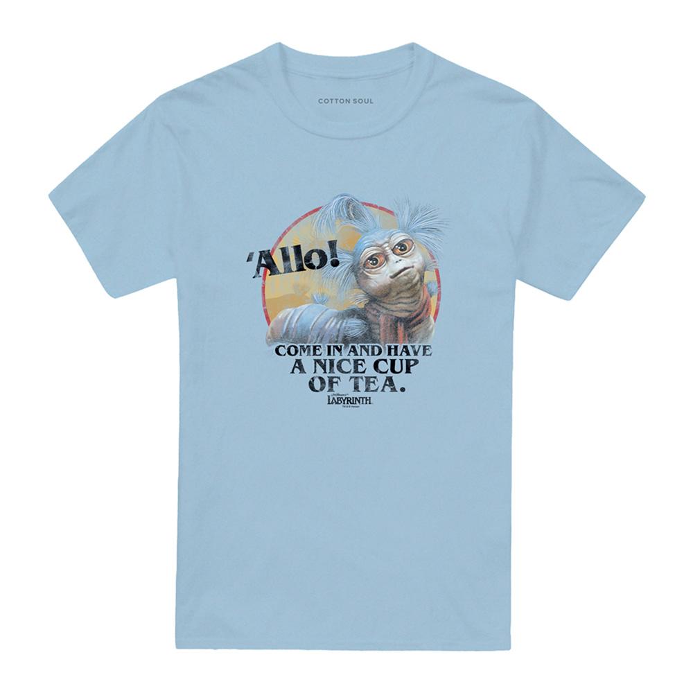 Light Blue - Front - Labyrinth Unisex Adult Come In & Have A Nice Cup Of Tea T-Shirt