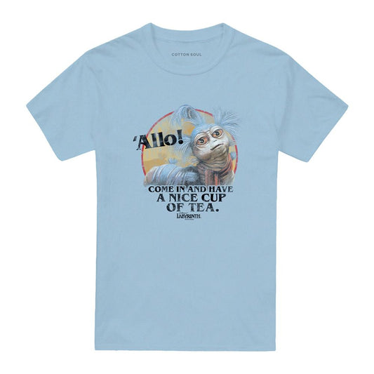 Light Blue - Front - Labyrinth Unisex Adult Come In & Have A Nice Cup Of Tea T-Shirt
