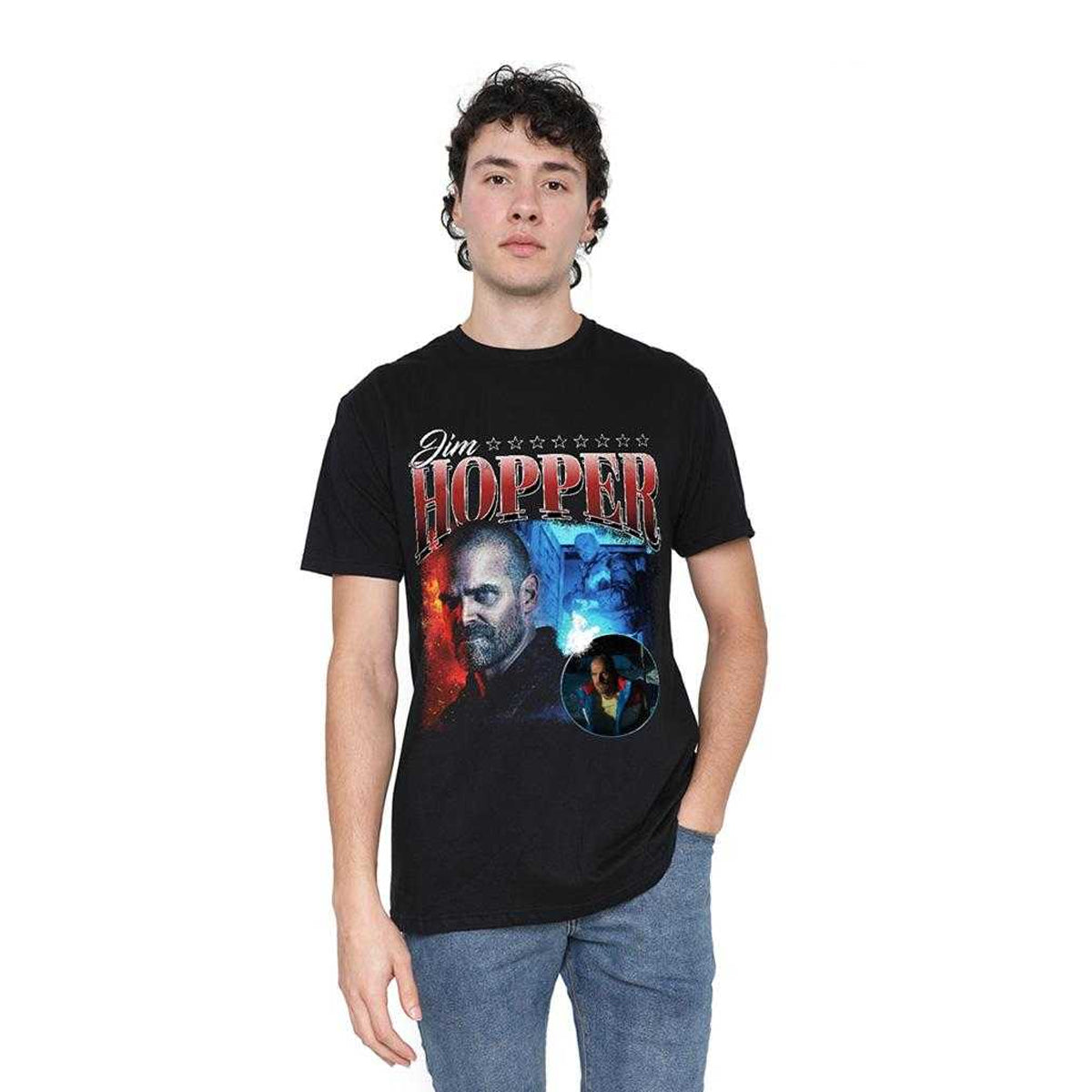 Black - Lifestyle - Stranger Things 4 Unisex Adult Jim Hopper Homage T-Shirt