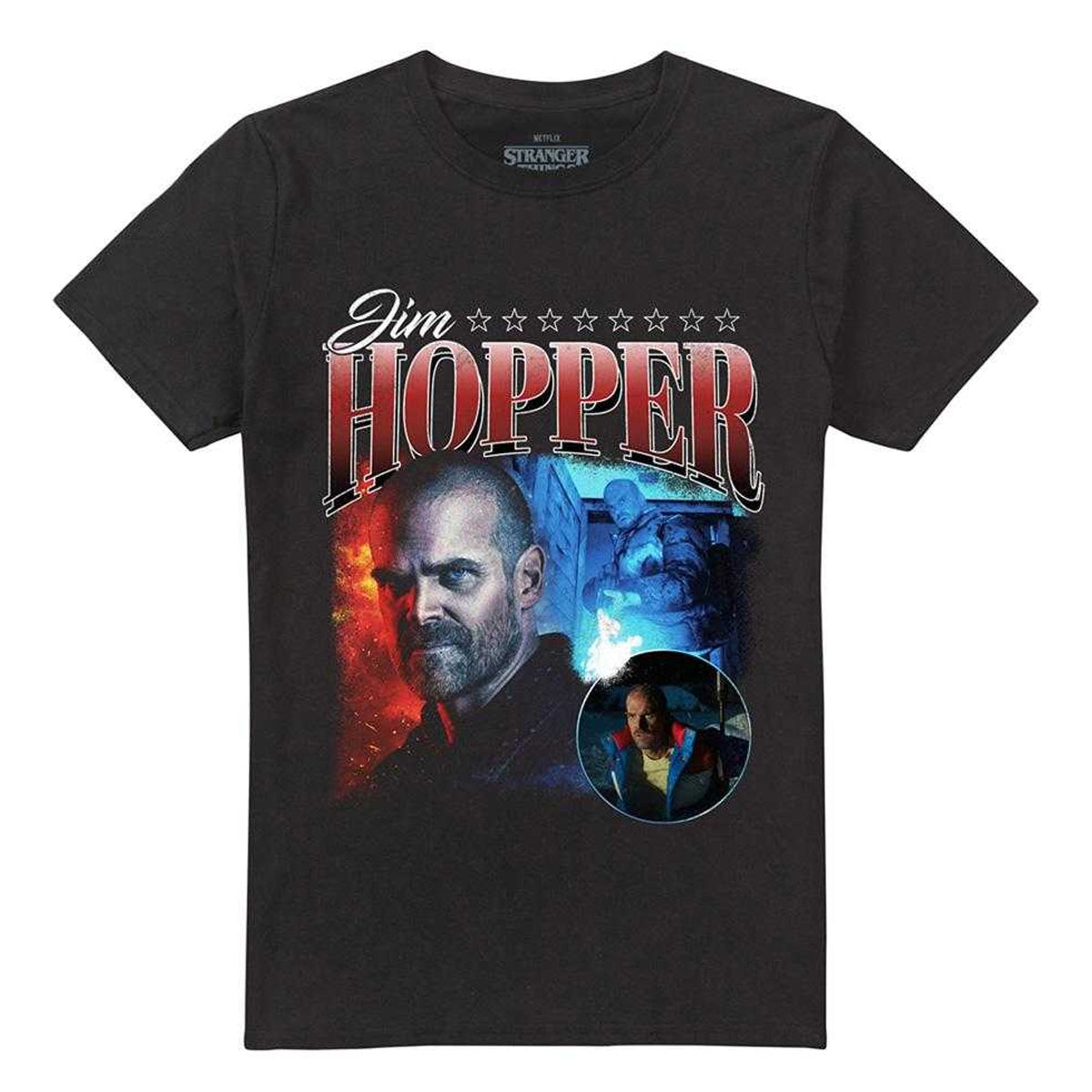 Black - Front - Stranger Things 4 Unisex Adult Jim Hopper Homage T-Shirt