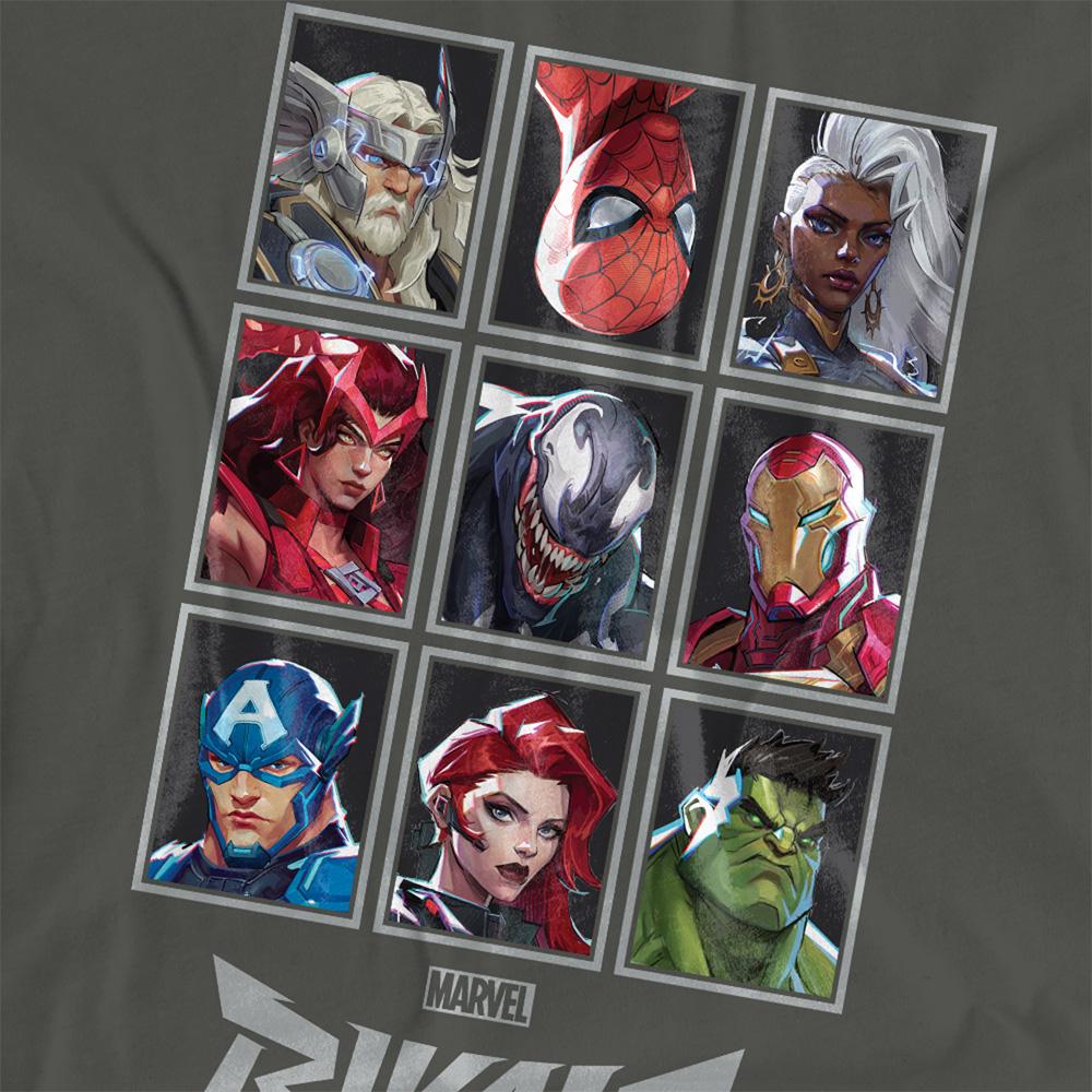 Light Graphite - Back - Marvel Rivals Womens-Ladies Character Grid T-Shirt