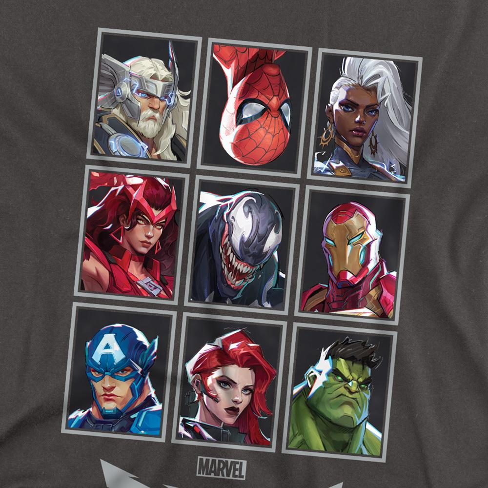 Light Graphite - Back - Marvel Rivals Unisex Adult Character Grid Long-Sleeved T-Shirt