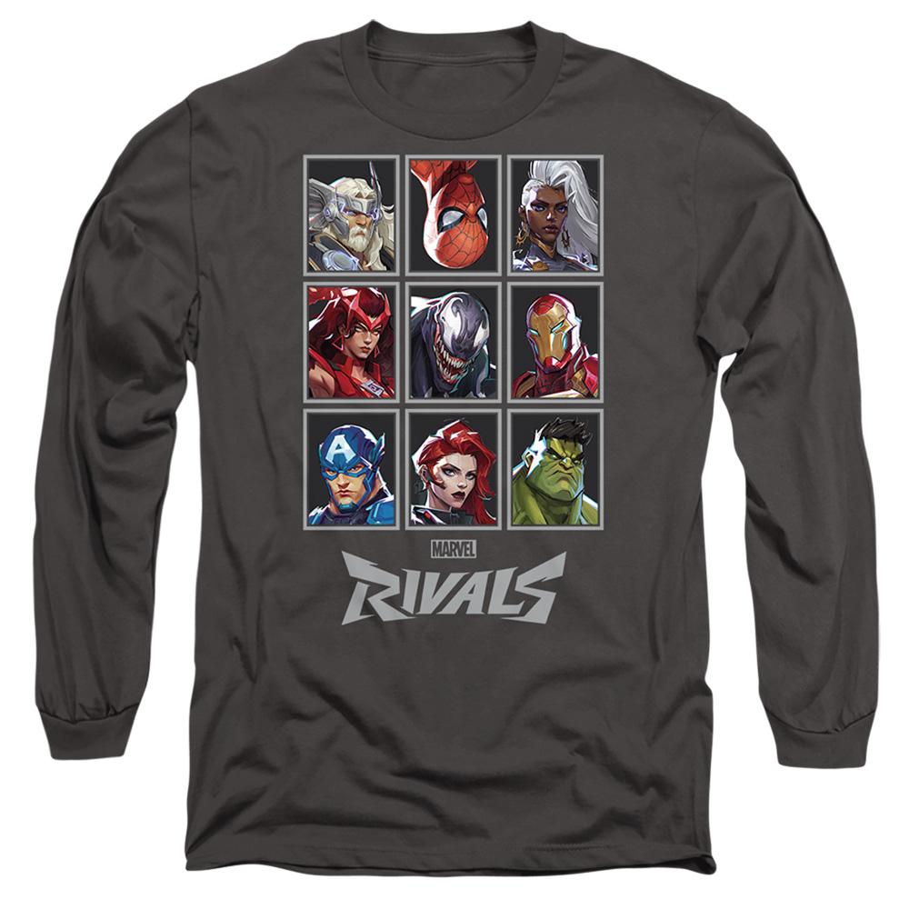 Light Graphite - Front - Marvel Rivals Unisex Adult Character Grid Long-Sleeved T-Shirt