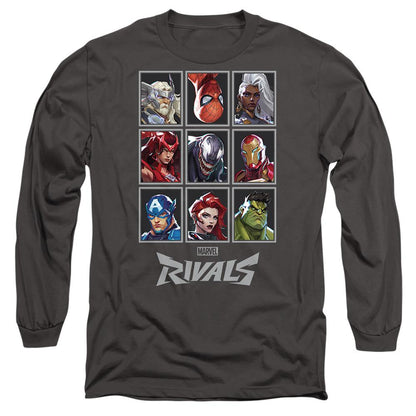 Light Graphite - Front - Marvel Rivals Unisex Adult Character Grid Long-Sleeved T-Shirt