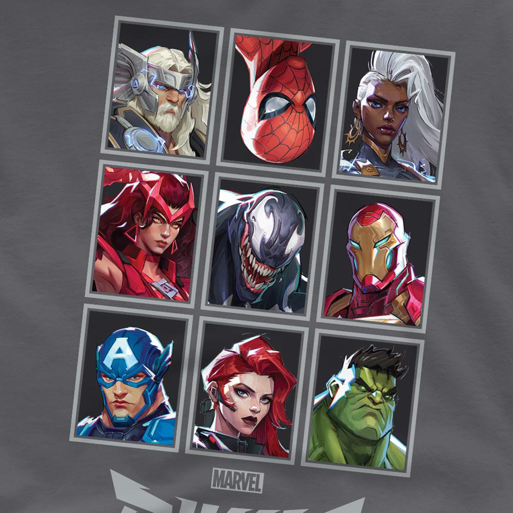 Light Graphite - Back - Marvel Rivals Unisex Adult Character Grid T-Shirt