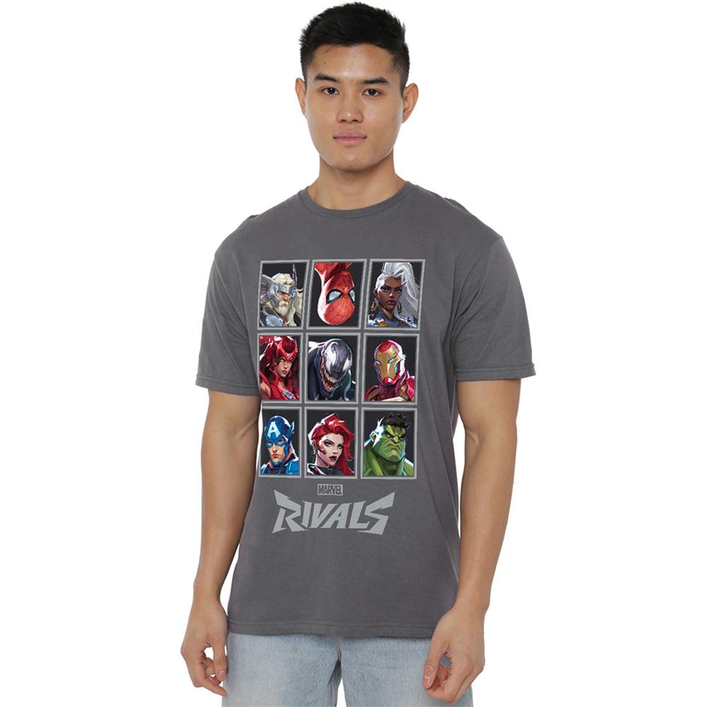 Light Graphite - Front - Marvel Rivals Unisex Adult Character Grid T-Shirt