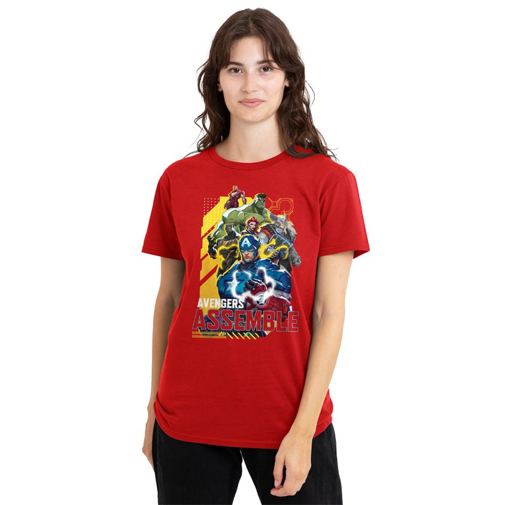 Red - Front - Marvel Rivals Womens-Ladies Assemble Avengers T-Shirt