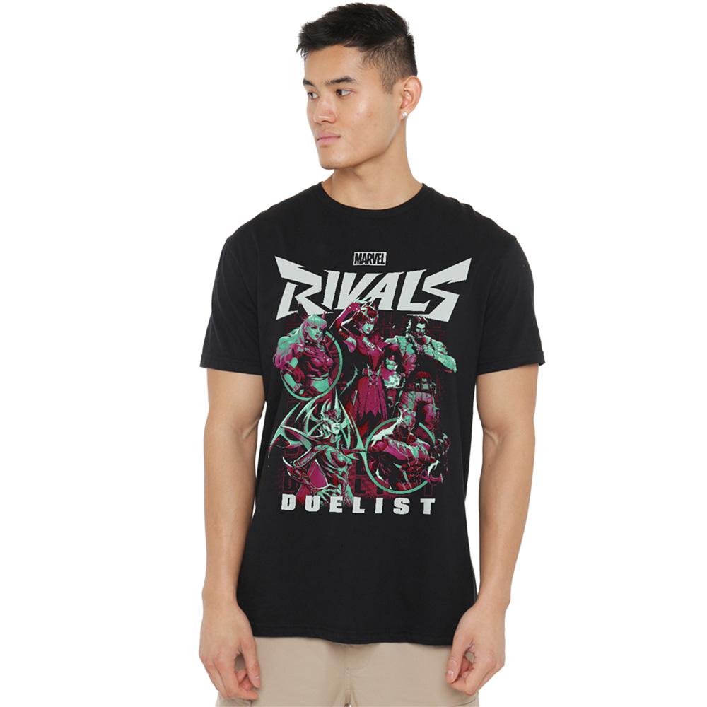 Black - Front - Marvel Rivals Unisex Adult Duelist T-Shirt