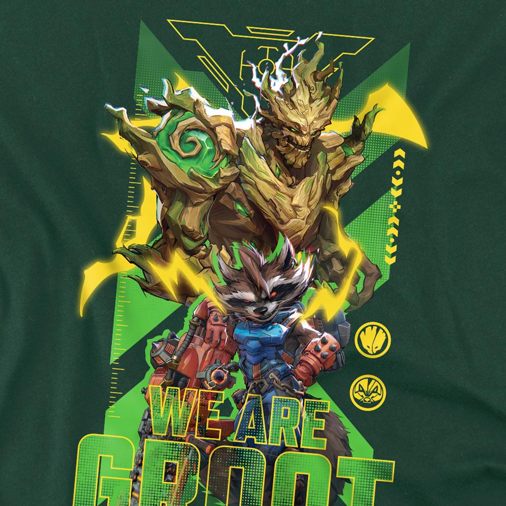 Bottle Green - Back - Marvel Rivals Unisex Adult Guardians We Are Groot T-Shirt