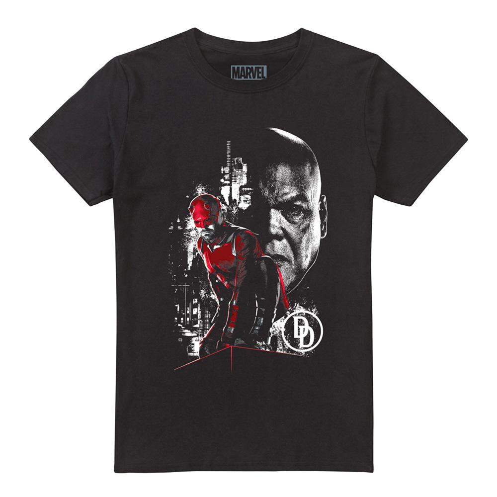 Black - Front - Daredevil Unisex Adult Born Again Kingpin Faces T-Shirt