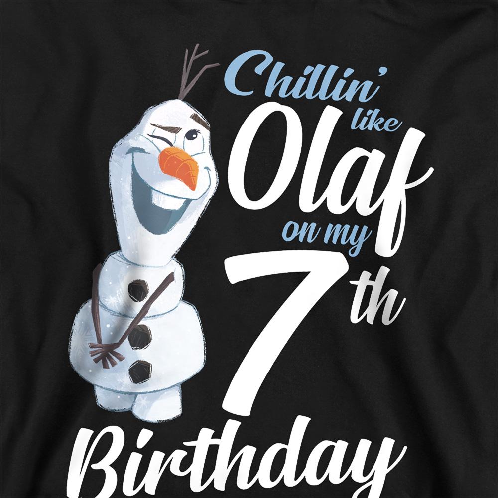 Athletic Heather - Back - Frozen Childrens-Kids Chillin Like Olaf Heather 7th Birthday Pullover Hoodie