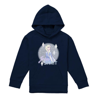 Navy - Front - Frozen Childrens-Kids Believe In Yourself Elsa Pullover Hoodie