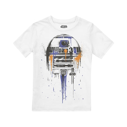 White - Front - Star Wars Childrens-Kids R2-D2 Drips T-Shirt