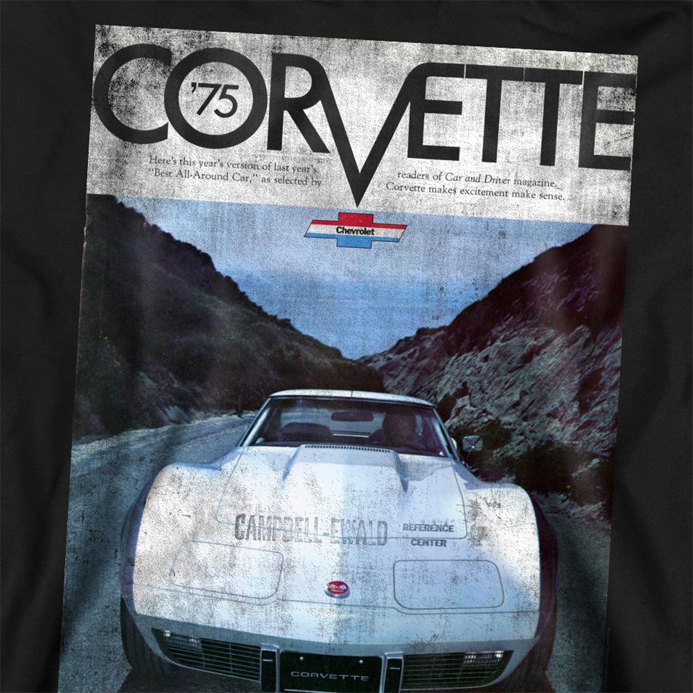 Black - Side - Chevrolet Unisex Adult Corvette 75 Poster Sweatshirt