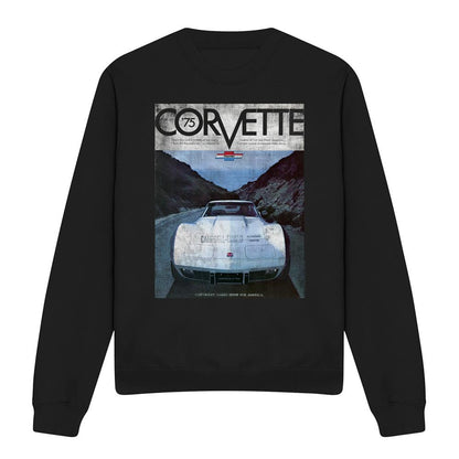 Black - Front - Chevrolet Unisex Adult Corvette 75 Poster Sweatshirt