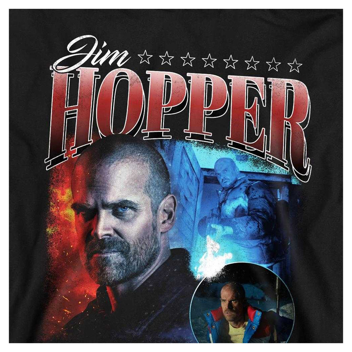 Black - Side - Stranger Things 4 Unisex Adult Jim Hopper Homage Sweatshirt