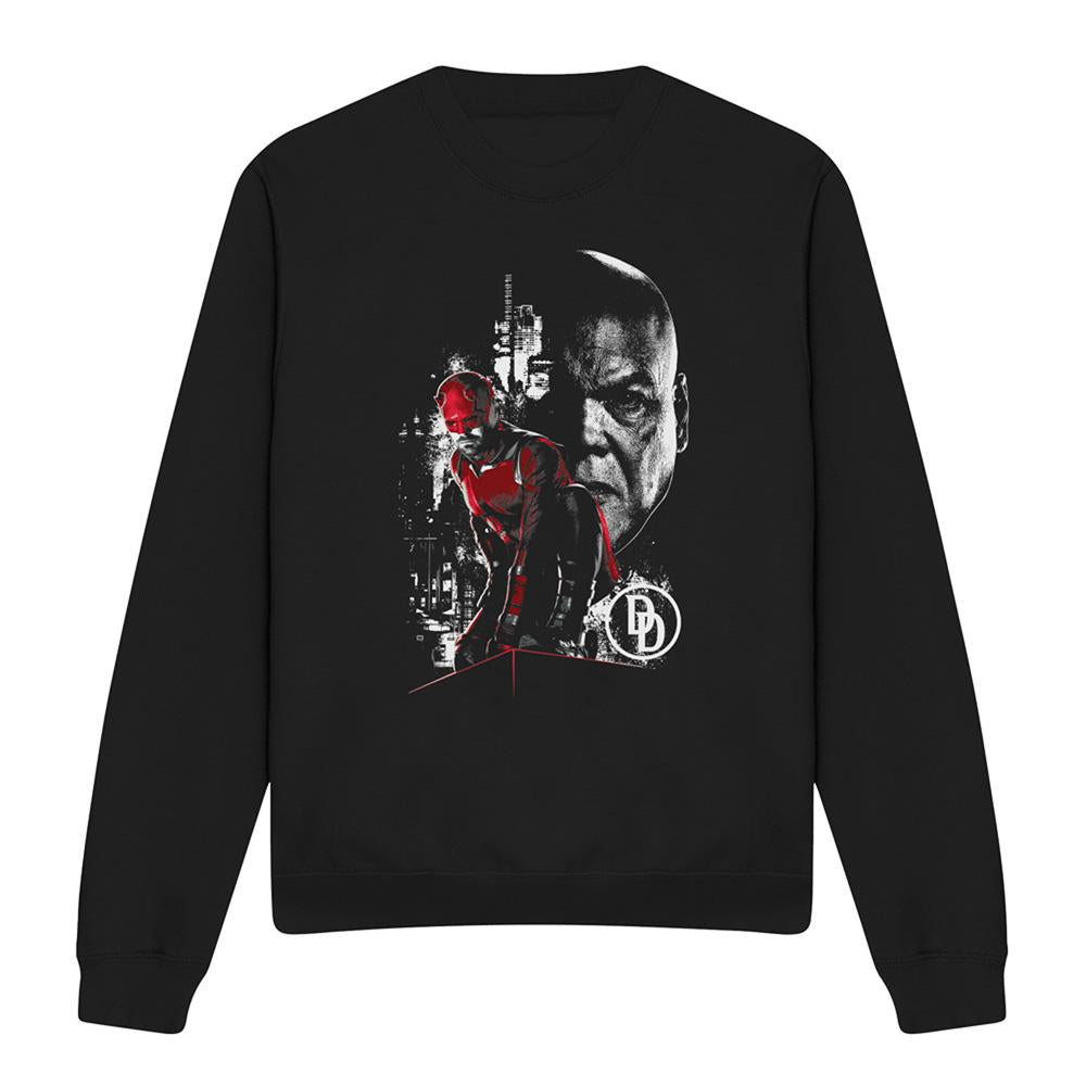 Black - Lifestyle - Daredevil Unisex Adult Born Again The Devil Kingpin Faces Sweatshirt