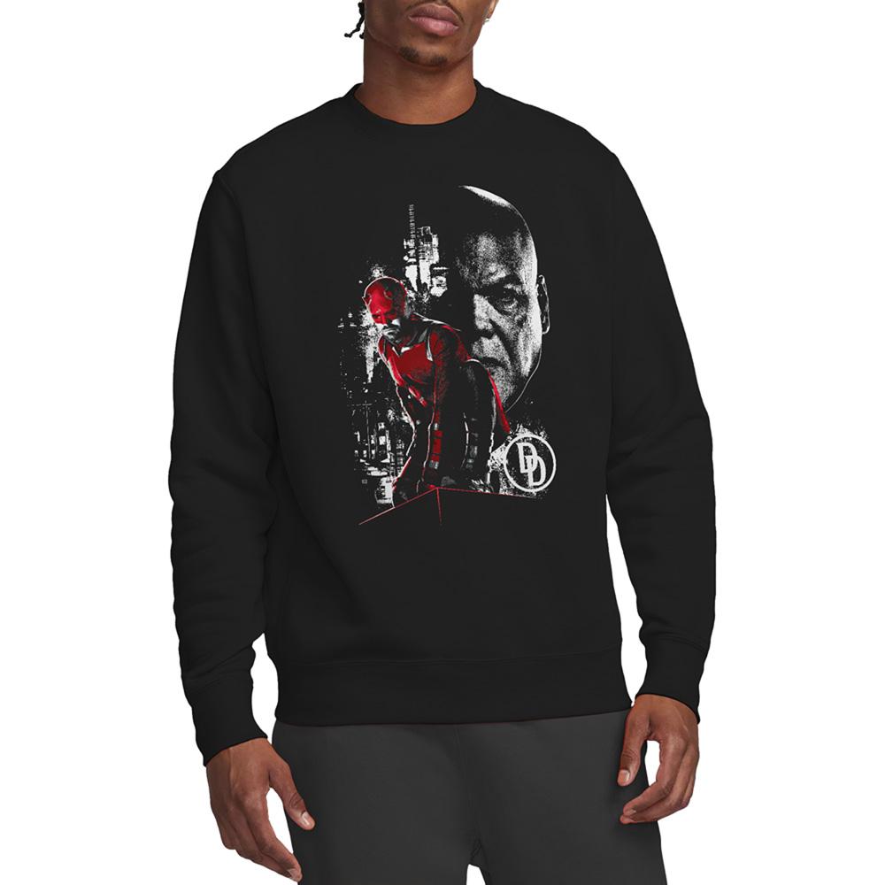Black - Front - Daredevil Unisex Adult Born Again The Devil Kingpin Faces Sweatshirt