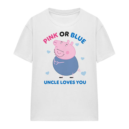 White - Lifestyle - Peppa Pig Womens-Ladies Pink Or Blue Uncle Pig Loves You T-Shirt