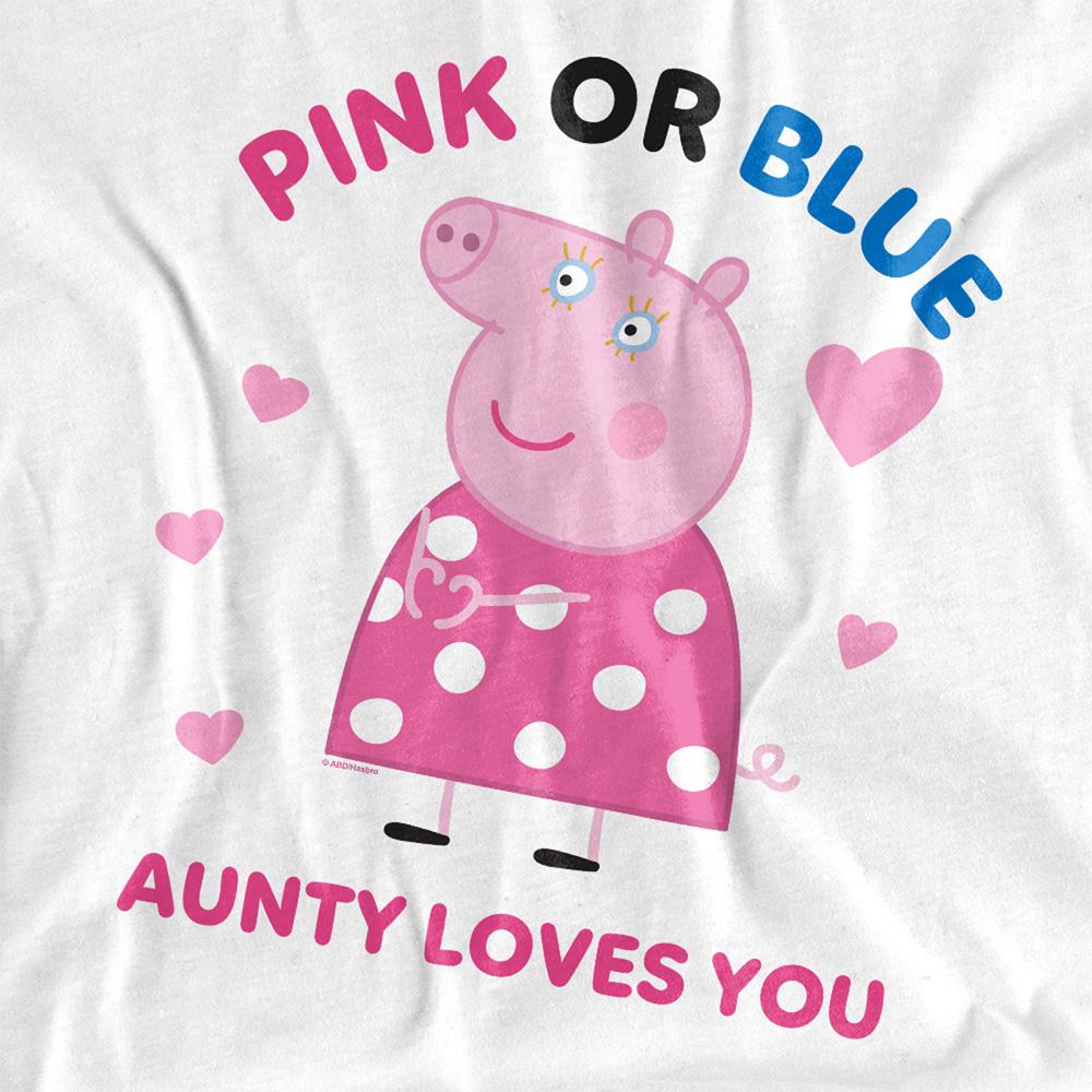 White - Pack Shot - Peppa Pig Womens-Ladies Pink Or Blue Aunty Pig Loves You T-Shirt
