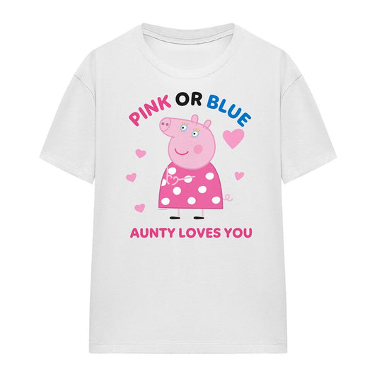 White - Front - Peppa Pig Womens-Ladies Pink Or Blue Aunty Pig Loves You T-Shirt