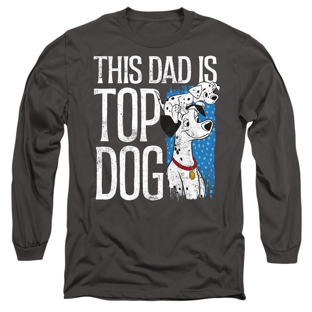 Light Graphite - Front - 101 Dalmatians Unisex Adult This Dad Is Top Dog Long-Sleeved T-Shirt