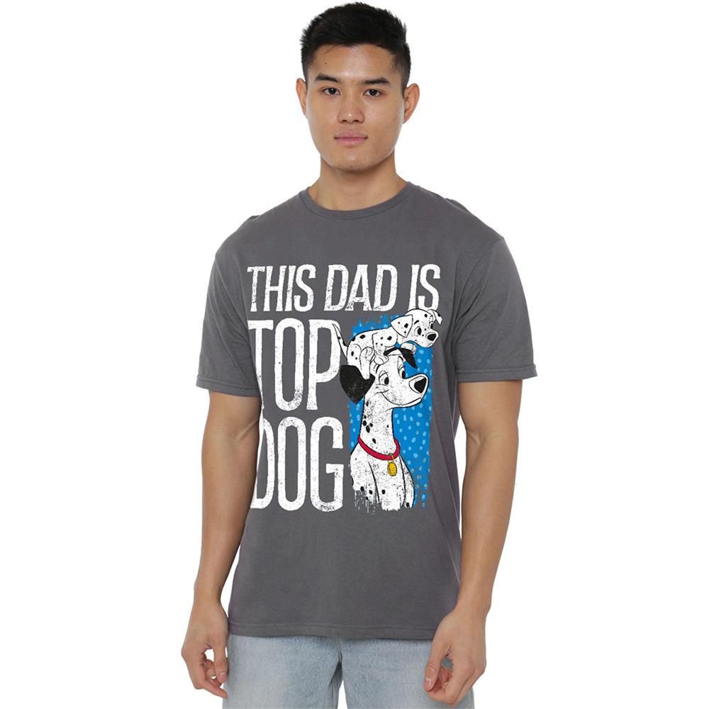 Light Graphite - Front - 101 Dalmatians Unisex Adult This Dad Is Top Dog T-Shirt