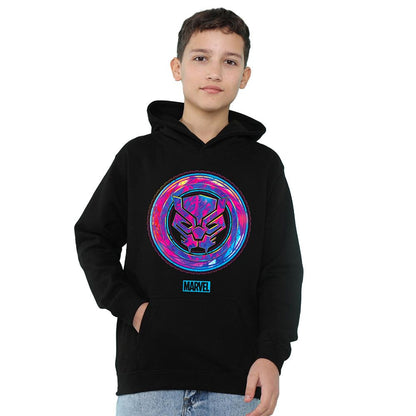 Navy - Front - Black Panther Childrens-Kids Cyber Pull Over Hoodie