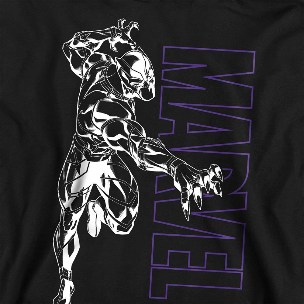 Black - Back - Black Panther Childrens-Kids Outline Pull Over Hoodie