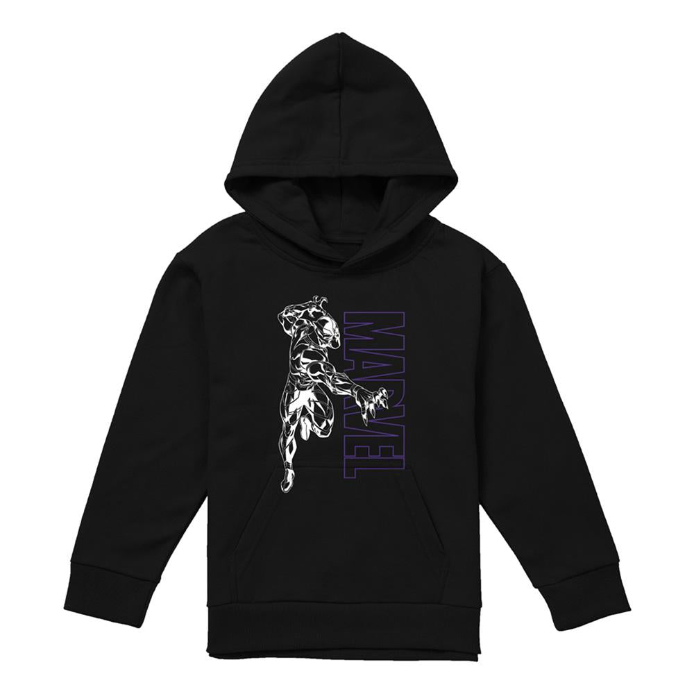 Black - Lifestyle - Black Panther Childrens-Kids Outline Pull Over Hoodie