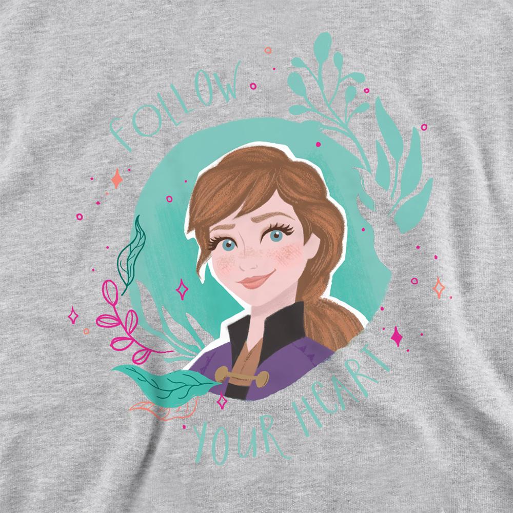 Athletic Heather - Back - Frozen Childrens-Kids Follow Your Heart Anna Heather Pullover Hoodie