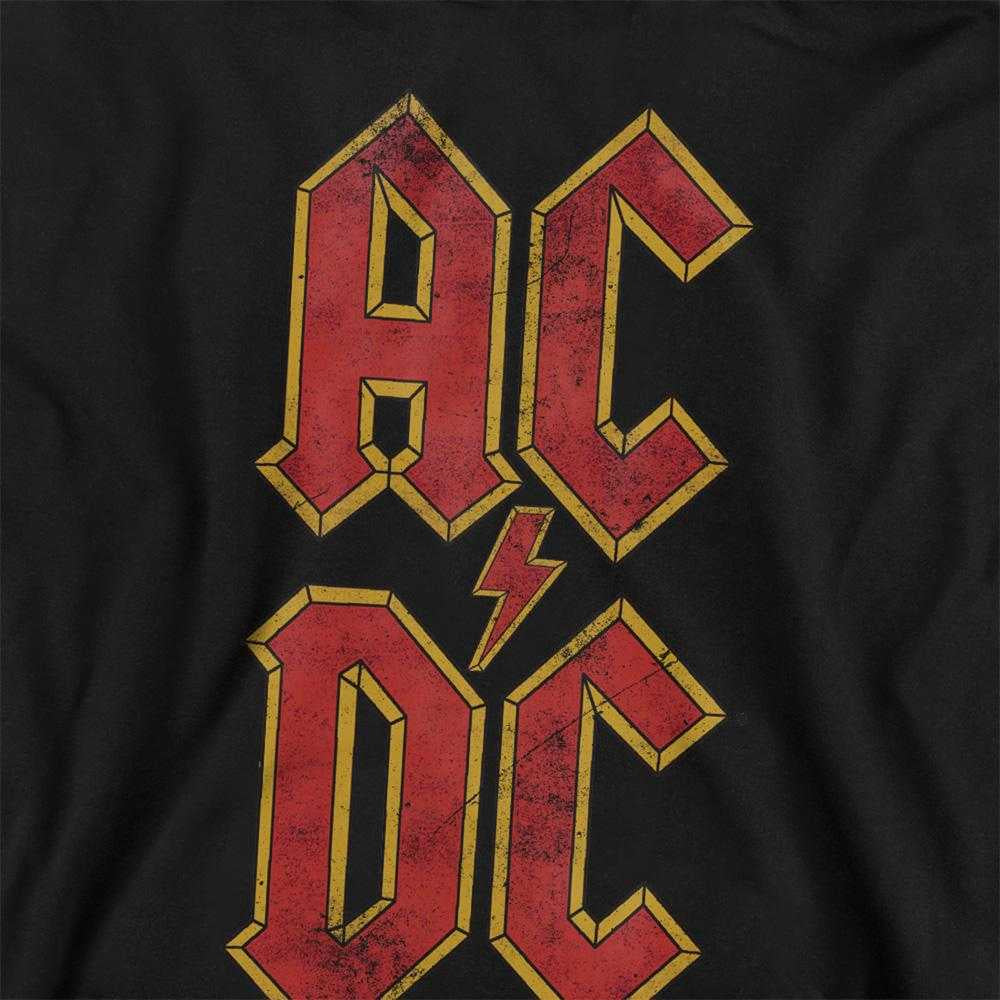 Black - Side - AC-DC Childrens-Kids Logo Stack Pull Over Hoodie