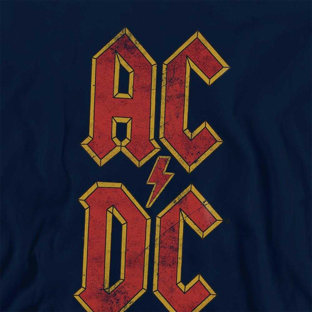 Navy - Side - AC-DC Childrens-Kids Logo Stack Pull Over Hoodie