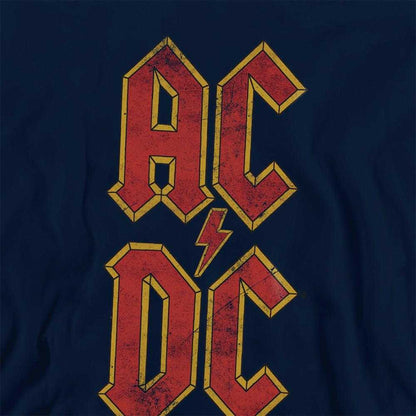 Navy - Side - AC-DC Childrens-Kids Logo Stack Pull Over Hoodie